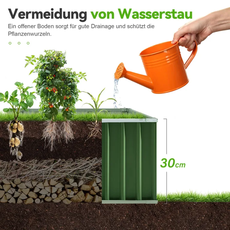 KING BIRD Hochbeete-Kit 258x90x30cm, verzinkt Gartenbeet Pflanzkübel Pflanzkasten mit 8 T-Etiketten&Handschuhen,Grün – Bild 7