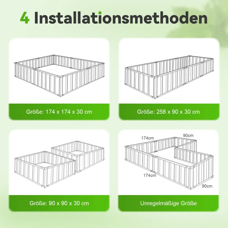 KING BIRD Hochbeete-Kit 258x90x30cm, verzinkt Gartenbeet Pflanzkübel Pflanzkasten mit 8 T-Etiketten&Handschuhen,Grün – Bild 9