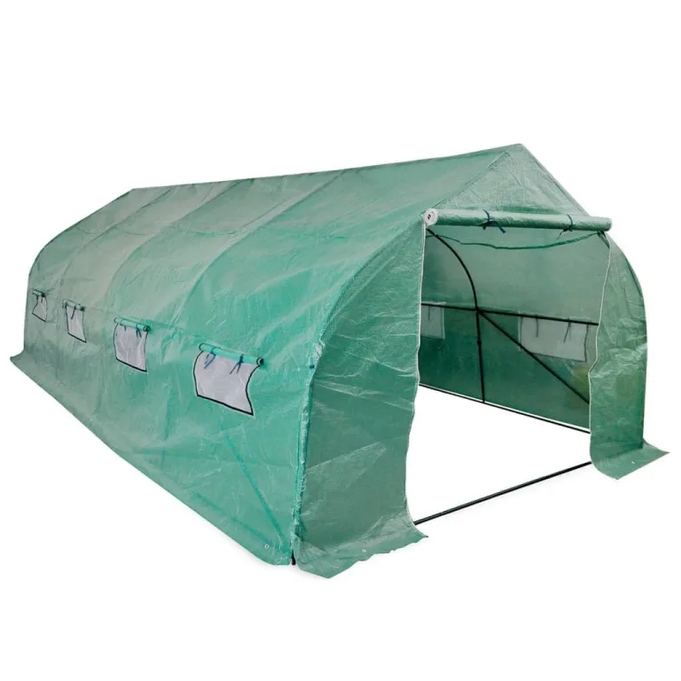 vidaXL Polytunnel-Gewächshaus Stahl Begehbar 18 m² Mobil Treibhaus Tomatenhaus – Bild 1
