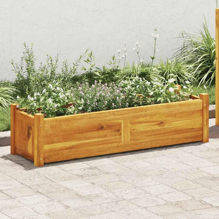 vidaXL Akazienholz Hochbeet 100x30x25 cm Pflanzkasten Blumenkasten Gemüsebeet – Bild 2