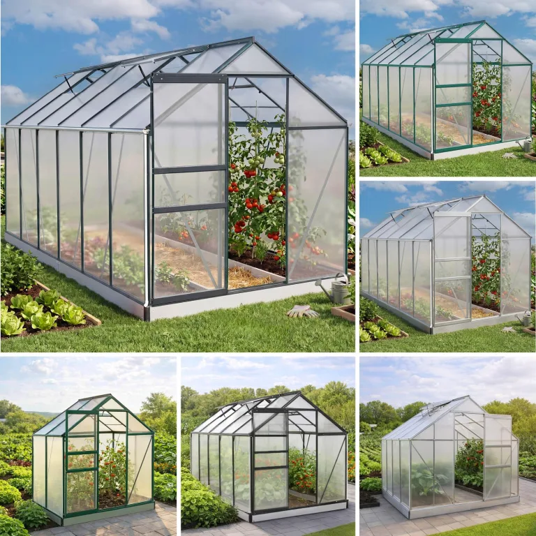 BRAST Gewächshaus Aluminium mit Fundament | 42 Modelle | 130x190x195cm - 490x250x235cm | TÜV geprüft | 6mm Hohlkammerplatten | rostfrei wetterfest temperaturbeständig | 490x250x205cm Silber – Bild 10