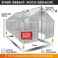 BRAST Gewächshaus Aluminium mit Fundament | 42 Modelle | 130x190x195cm - 490x250x235cm | TÜV geprüft | 6mm Hohlkammerplatten | rostfrei wetterfest temperaturbeständig | 490x250x205cm Silber - Thumbnail 5