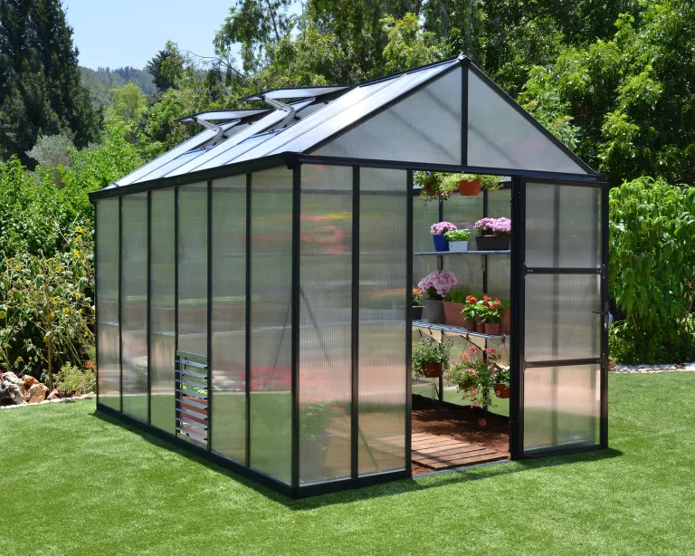 Canopia by Palram Gewächshaus Gross Glory 8x12 Treibhaus 253x364 cm Aluminium Anthrazit Tomatenhaus Polycarbonatplatten UV-beständig – Bild 3