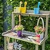 UNUS Pflanztisch aus Holz mit Zink-Arbeitsplatte, 78x36x131 cm, Pflanzregal in Grau für Balkon, Terrasse & Garten, Gartentisch mit Ablagen - Thumbnail 3