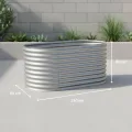 RS Trade Hochbeet Rimini L Metall oval 160x80x80 cm für draussen, verzinktes Stahl Pflanzbeet Outdoor, Gemüsebeet Wellblech, wetterfest, stabil, Balkon Terrasse Garten, Silber - Thumbnail 3