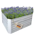 RS Trade Hochbeet Rimini L Metall oval 160x80x80 cm für draussen, verzinktes Stahl Pflanzbeet Outdoor, Gemüsebeet Wellblech, wetterfest, stabil, Balkon Terrasse Garten, Silber - Thumbnail 8