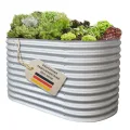RS Trade Hochbeet Rimini L Metall oval 160x80x80 cm für draussen, verzinktes Stahl Pflanzbeet Outdoor, Gemüsebeet Wellblech, wetterfest, stabil, Balkon Terrasse Garten, Silber - Thumbnail 9