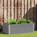 vidaXL Garten Hochbeet Pflanzkasten Blumenkasten Gemüsebeet Pflanzkübel Blumenkübel Frühbeet Gartenbeet Pflanzbeet WPC 150x100x54cm Grau - Thumbnail 2