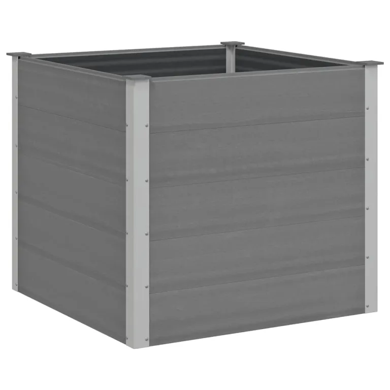 vidaXL Garten Hochbeet Pflanzkasten Blumenkasten Gemüsebeet Pflanzkübel Blumenkübel Frühbeet Gartenbeet Pflanzbeet WPC 100x100x91cm Grau – Bild 1
