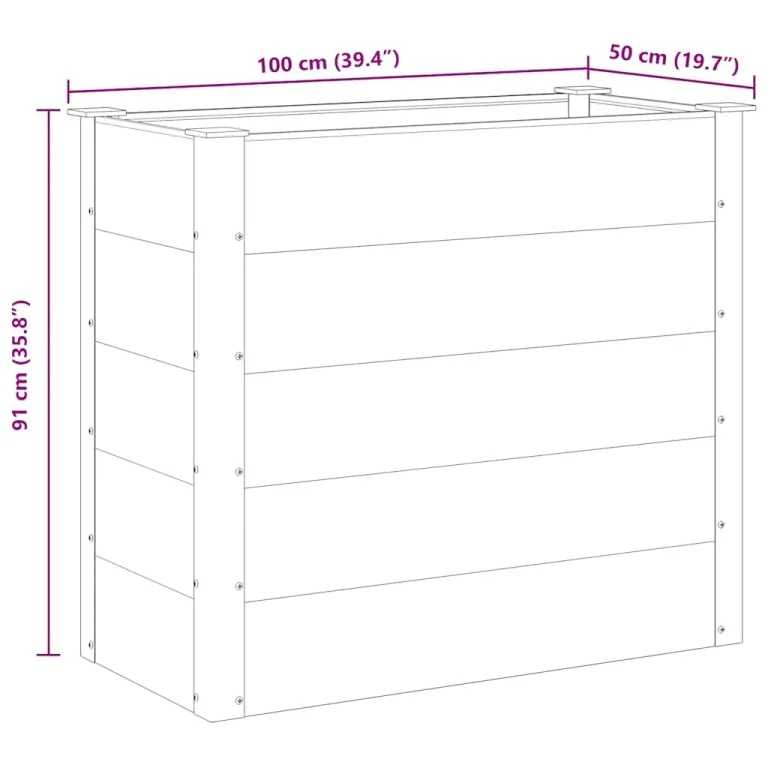 vidaXL Garten Hochbeet Pflanzkasten Blumenkasten Gemüsebeet Pflanzkübel Blumenkübel Frühbeet Gartenbeet Pflanzbeet WPC 100x50x91cm Grau – Bild 3
