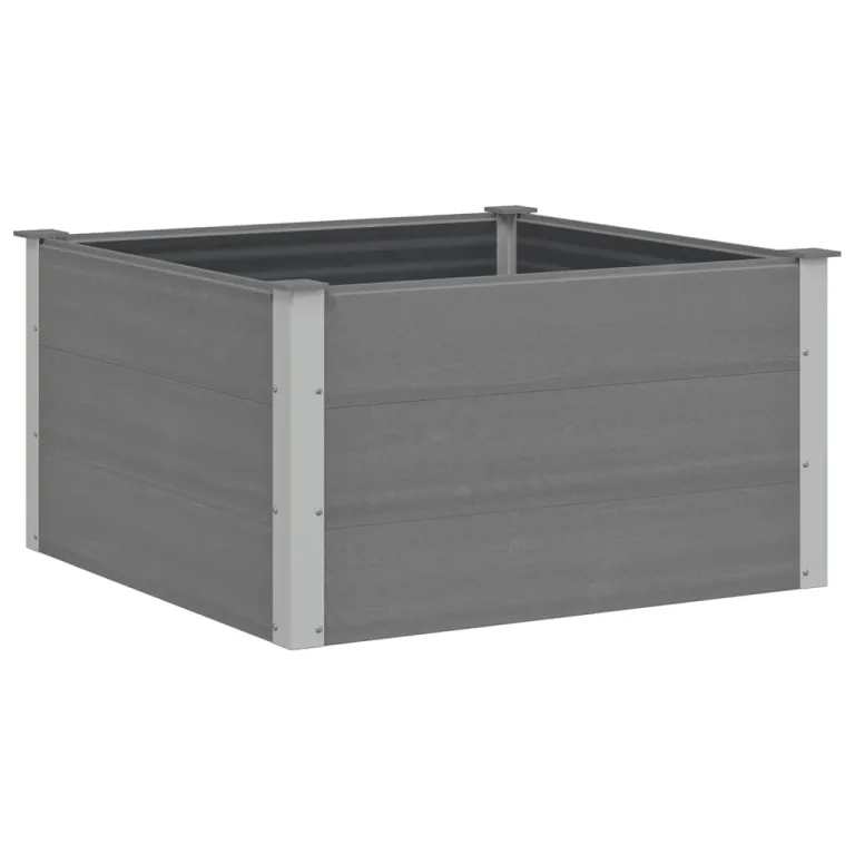 vidaXL Garten Hochbeet Pflanzkasten Blumenkasten Gemüsebeet Pflanzkübel Blumenkübel Frühbeet Gartenbeet Pflanzbeet WPC 100x100x54cm Grau – Bild 1