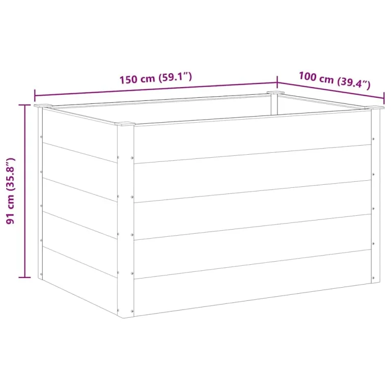 vidaXL Garten Hochbeet Pflanzkasten Blumenkasten Gemüsebeet Pflanzkübel Blumenkübel Frühbeet Gartenbeet Pflanzbeet WPC 150x100x91cm Grau – Bild 3