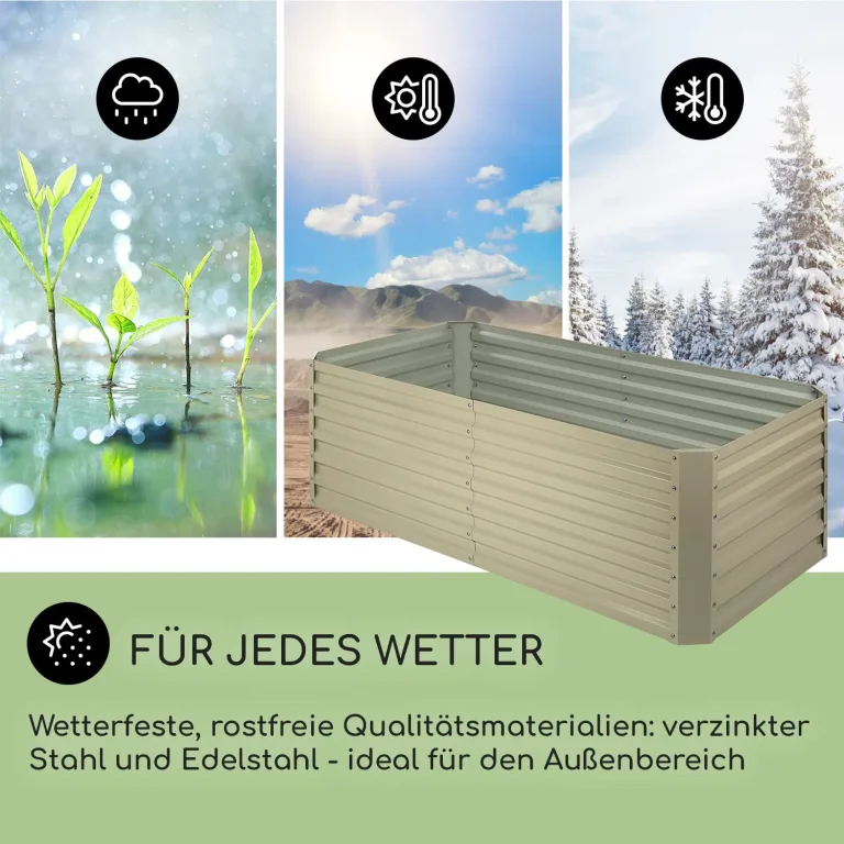 blumfeldt Hochbeet aus Metall, Wetterfestes Stahlblech-Hochbeet für Balkon & Garten, Rostfreies Hochbeet, Freistehende Hochbeete 180x60x90 cm, 970L Pflanzkübel Groß für Blumen, Obst, Gemüse – Bild 2