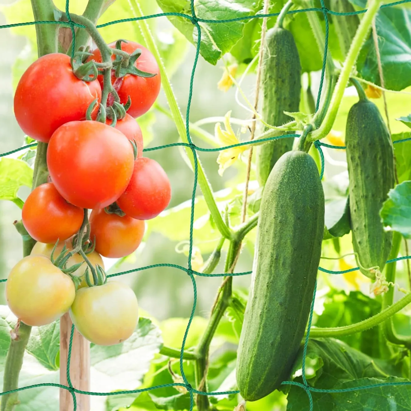 KINGLAKE Ranknetz für Kletterpflanzen, Gurkennetz 3.6X1.8M, Rankhilfe Gurken Netz, Pflanzennetze Kletternetz, Hochbeet Rank Netz, Rankgitter für Gewächshaus Garten Bohnen Tomaten-Grün - Bild 1