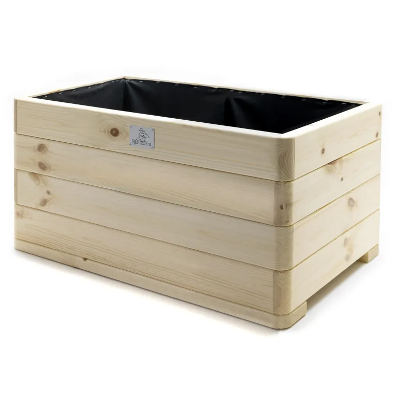 Hochbeet massiver Pflanzkasten Dona (Fichte, 118 x 50 cm) – Stabiler Pflanzkasten mit Vlies, wetterfest & fertig montiert – Bild 8