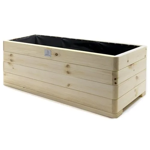 Hochbeet massiver Pflanzkasten Dona (Fichte, 118 x 50 cm) – Stabiler Pflanzkasten mit Vlies, wetterfest & fertig montiert – Bild 9