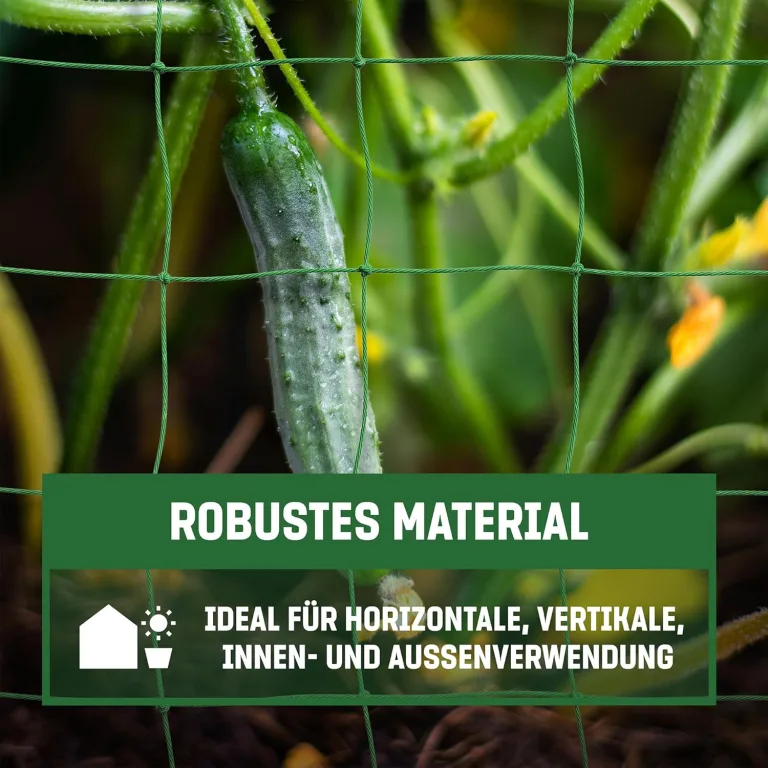 GardenGloss® Ranknetz mit großer Maschenweite für besonders ertragreiche Ernte von Gurken, Tomaten und Anderen Gemüsepflanzen - Rankhilfen für Kletterpflanzen (2m x 10m) – Bild 4