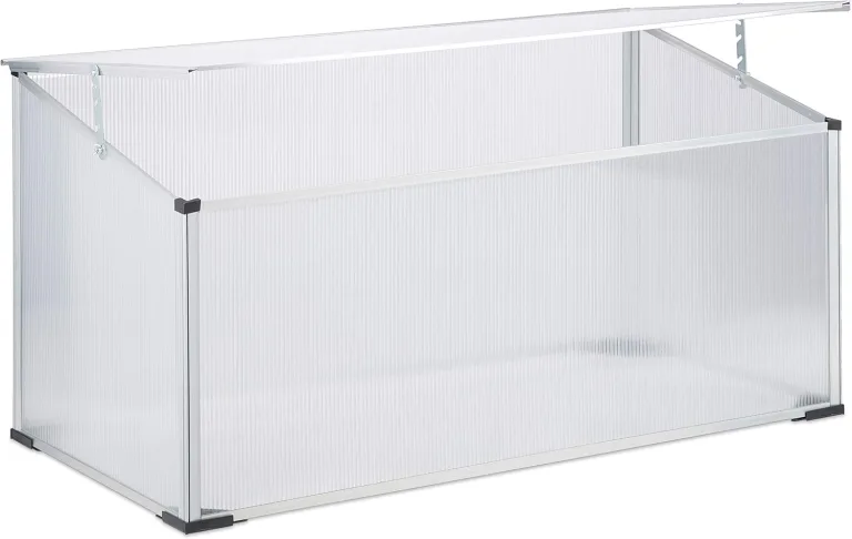 Relaxdays Frühbeet Alu, Stecksystem, lichtdurchlässig, UV-Schutz, Mini Gewächshaus, HxBxT: 100 x 50 x 50 cm, transparent – Bild 1