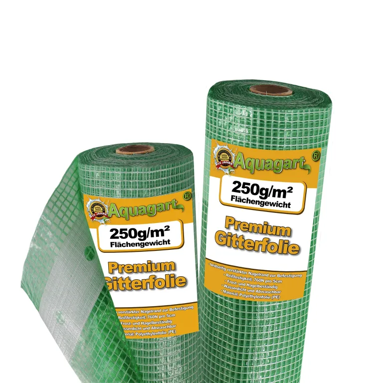Aquagart Gewächshausfolie Gitterfolie Frühbeetfolie Gartenfolie 250g UV Stabil grün Verschiedene Breiten und Längen (5m, grün/transparent 2,0m breit) – Bild 10