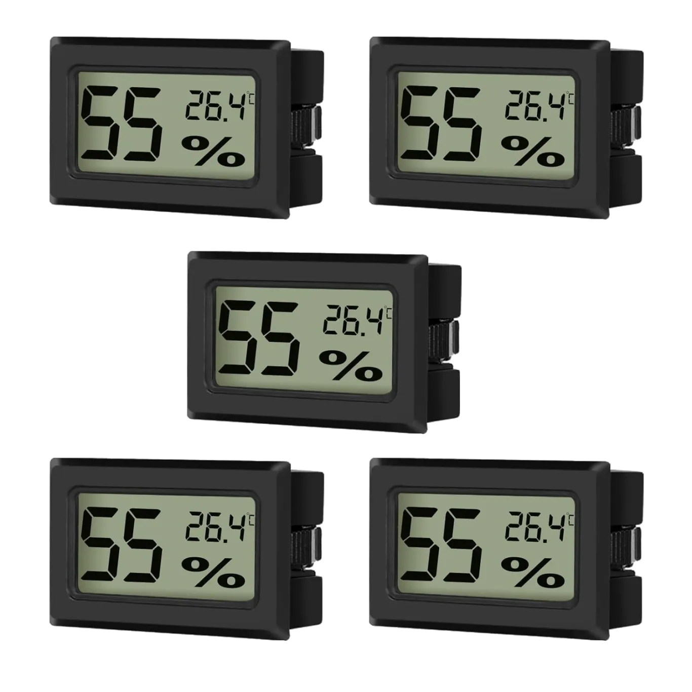 EEEKit Mini Hygrometer Thermometer, 5 Stück LCD Digital Temperaturmesser Feuchtigkeitsmesser für Büro Gewächshaus, Schwarz - Bild 1
