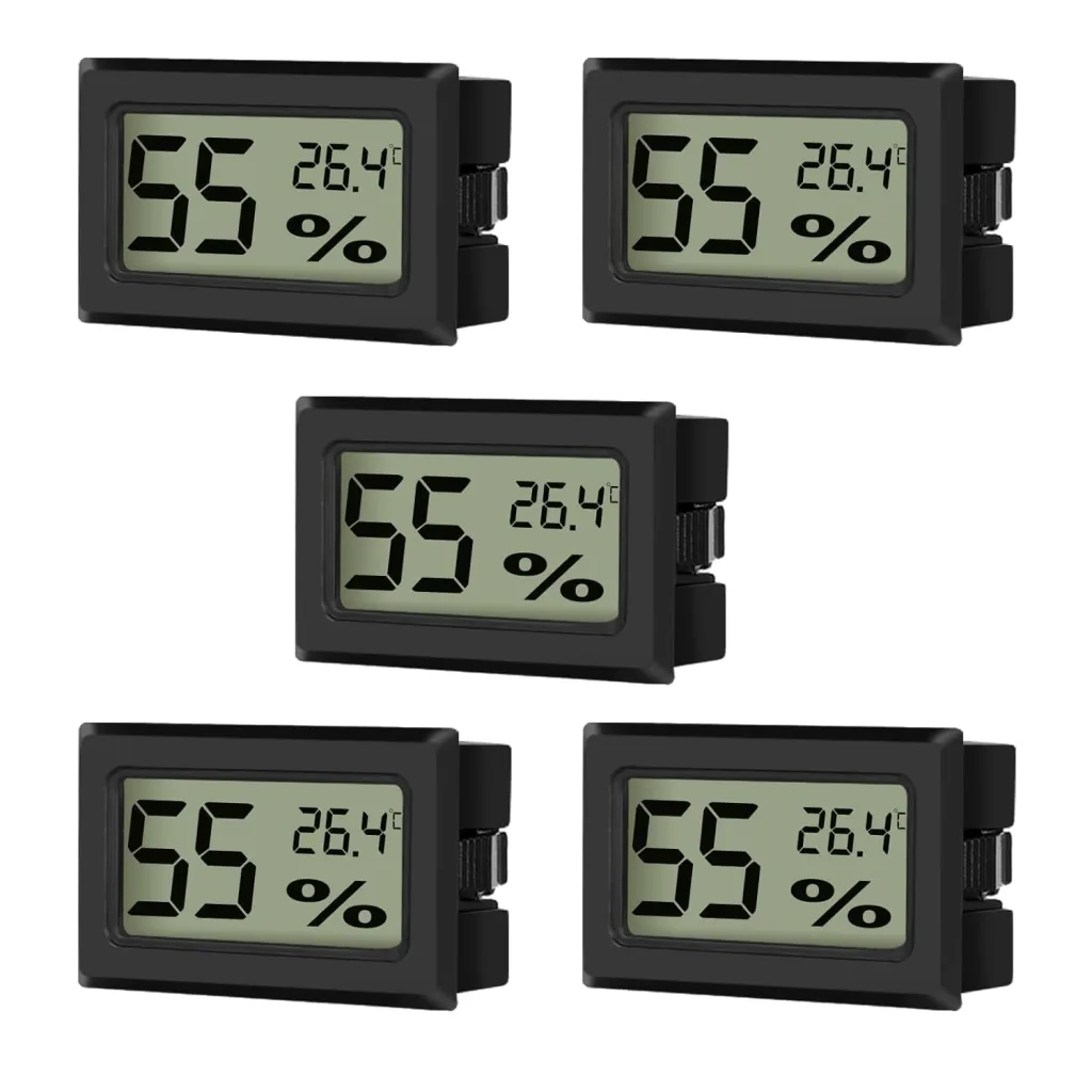 EEEKit Mini Hygrometer Thermometer, 5 Stück LCD Digital Temperaturmesser Feuchtigkeitsmesser für Büro Gewächshaus, Schwarz