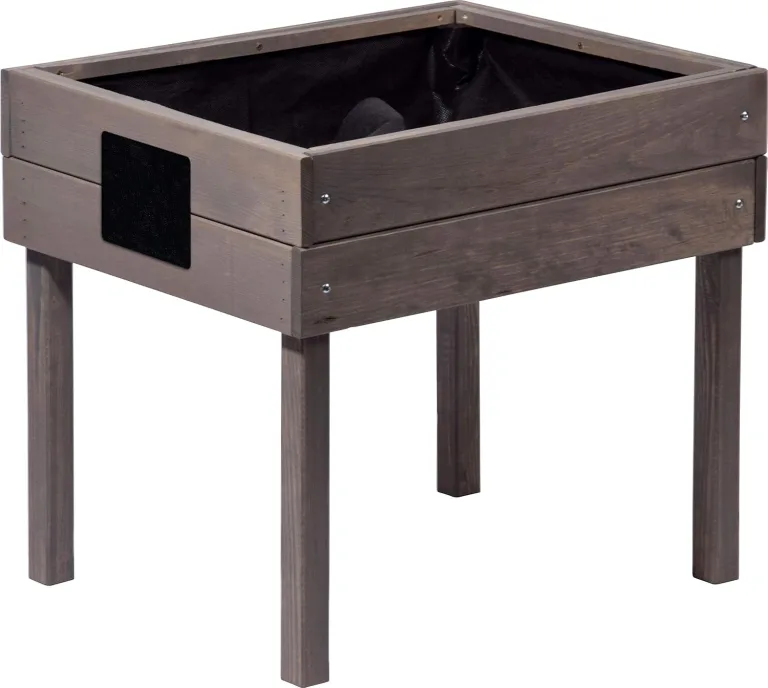 dobar® 58510FSC Kinderhochbeet mit Kreidetafel | Mini Hochbeet Holz | erhöhter Pflanzkasten für Kinder | Salatbeet auf Stelzen | Kleines Kräuterbeet Garten/Terrasse/Balkon | 50 x 40 x 45 cm | Braun – Bild 6