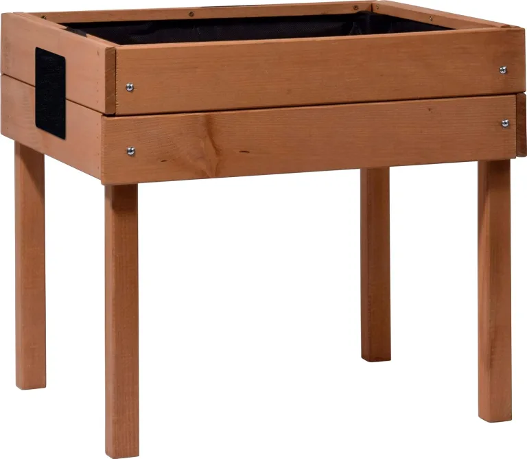 dobar® 58510FSC Kinderhochbeet mit Kreidetafel | Mini Hochbeet Holz | erhöhter Pflanzkasten für Kinder | Salatbeet auf Stelzen | Kleines Kräuterbeet Garten/Terrasse/Balkon | 50 x 40 x 45 cm | Braun – Bild 2