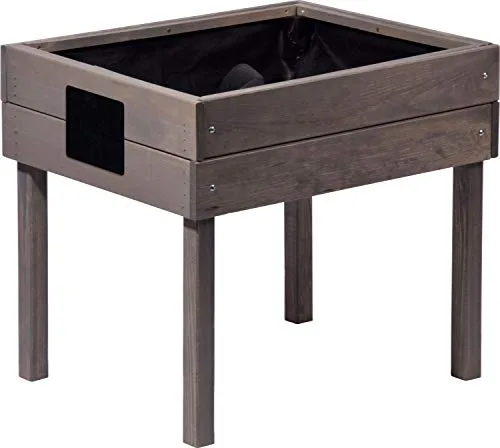 dobar® 58511FSC Kinderhochbeet mit Kreidetafel | Mini Hochbeet Holz | erhöhter Pflanzkasten für Kinder | Salatbeet auf Stelzen | Kleines Kräuterbeet für Garten/Terrasse/Balkon | 50 x 40 x 45 cm | Grau – Bild 8