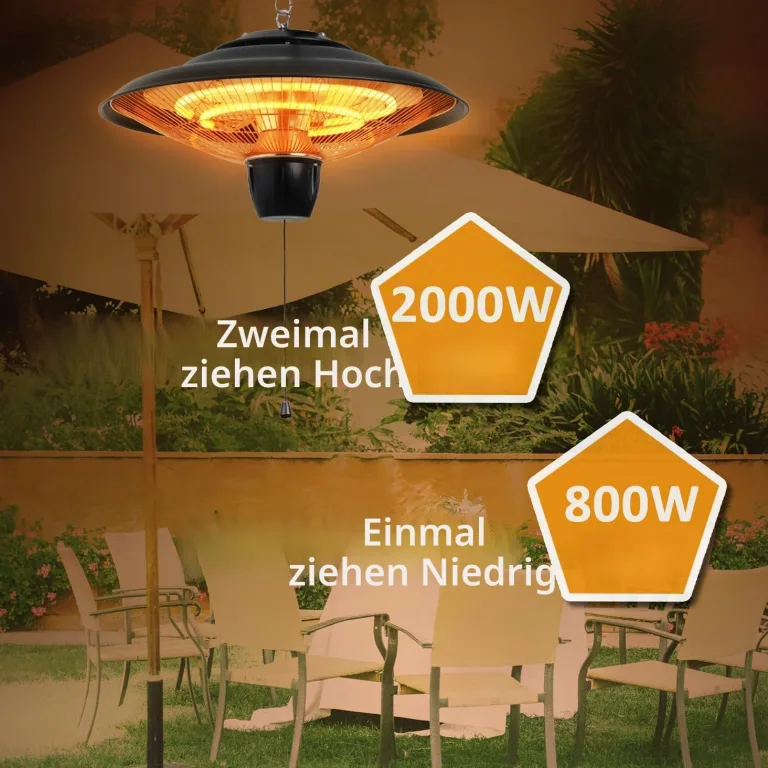 DONYER POWER Outdoor Heizungen für Garten Terrasse Heizungen Halogenheizung 800W & 2000W Elektrische Heizung für Gewächshaus Zelt – Bild 3