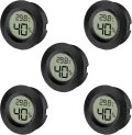 EEEKit Mini Hygrometer Thermometer, 5 Stück Klein Hydrometers, Feuchtigkeitsmesser Temperaturmessgerät für Keller Gewächshaus, Schwarzer Rund - Thumbnail 1