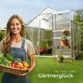 tectake® Aluminium Gewächshaus, 190x185x195 cm, Treibhaus, Tomatenhaus, Frühbeet, Pflanzenhaus, UV beständig, 4 mm Platte, Schiebetür & Dachfenster, Schutz vor Kälte, Regen und Frost - ohne Fundament - Thumbnail 9