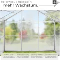 tectake® Aluminium Gewächshaus, 190x185x195 cm, Treibhaus, Tomatenhaus, Frühbeet, Pflanzenhaus, UV beständig, 4 mm Platte, Schiebetür & Dachfenster, Schutz vor Kälte, Regen und Frost - ohne Fundament - Thumbnail 4