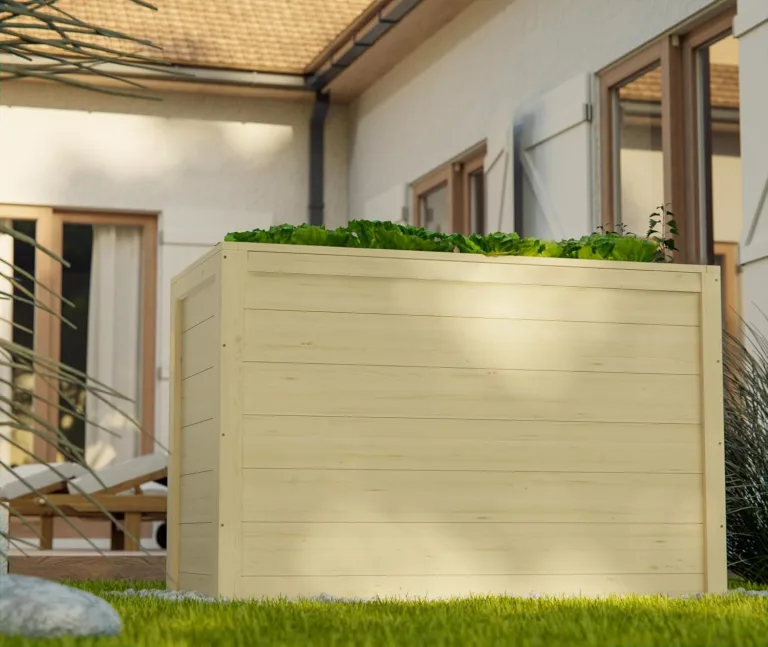HORI Hochbeet Kit, Holz Stecksystem 80 cm hoch – Pflanzkasten Bausatz aus Fichte, 18 mm Wandstärke für Garten, Gemüsebeet & Kräuterbeet – DIY Pflanzkasten, in 15 Größen: Modell Magdeburg (60x120) – Bild 6