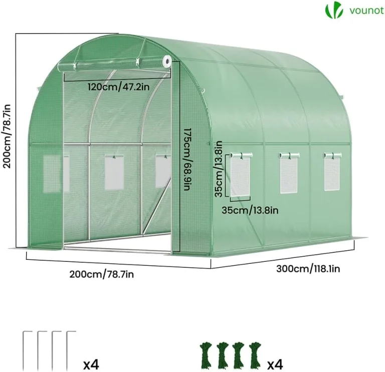 VOUNOT® Gewächshaus Foliengewächshaus Winterfest Tomatenhaus Folientunnel, 3x2x2m 6m² – Bild 6