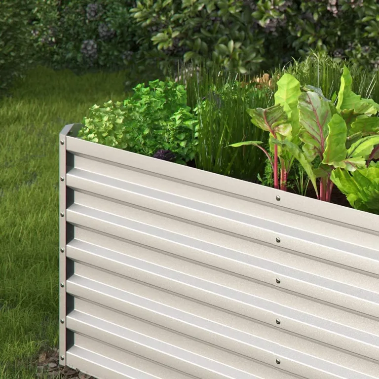 ok-Living Hochbeet Kräuterbeet Gemüsebeet rechteckig 180x90x60cm (LxBxH) Silber Pflanzkasten Frühbeet Aufzucht Beet Garten – Bild 7