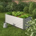ok-Living Hochbeet Kräuterbeet Gemüsebeet rechteckig 180x90x60cm (LxBxH) Silber Pflanzkasten Frühbeet Aufzucht Beet Garten - Thumbnail 6