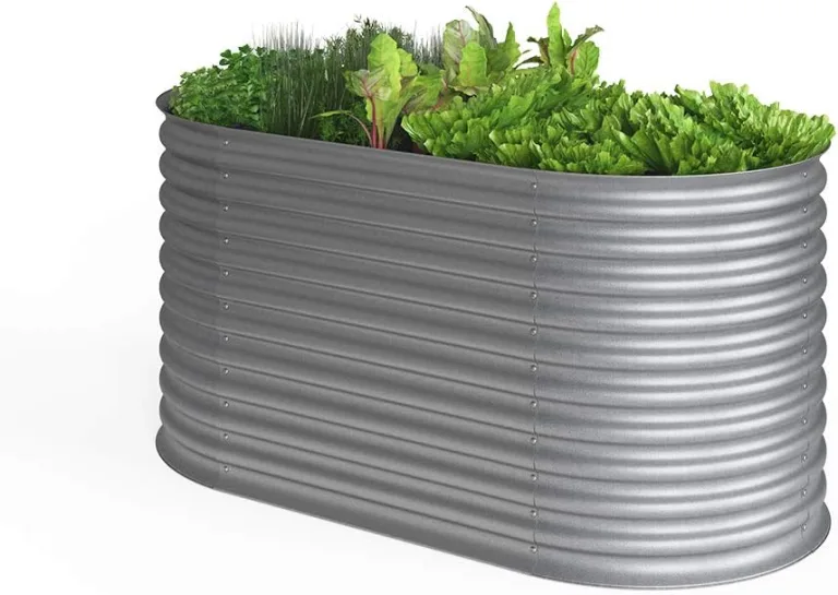 ok-Living Hochbeet Kräuterbeet Gemüsebeet oval 160x80x82cm (LxBxH) Silber Pflanzkasten Frühbeet Aufzucht Beet Garten – Bild 1
