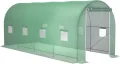 Outsunny Gewächshaus 500x200x205cm Foliengewächshaus Tomatenhaus mit Tür, 8 Fenster, Folientunnel aus verzinktem Stahl, PE, stabiles Treibhaus Pflanztunnel, inkl. Erdanker & Seilen, Grün - Thumbnail 1