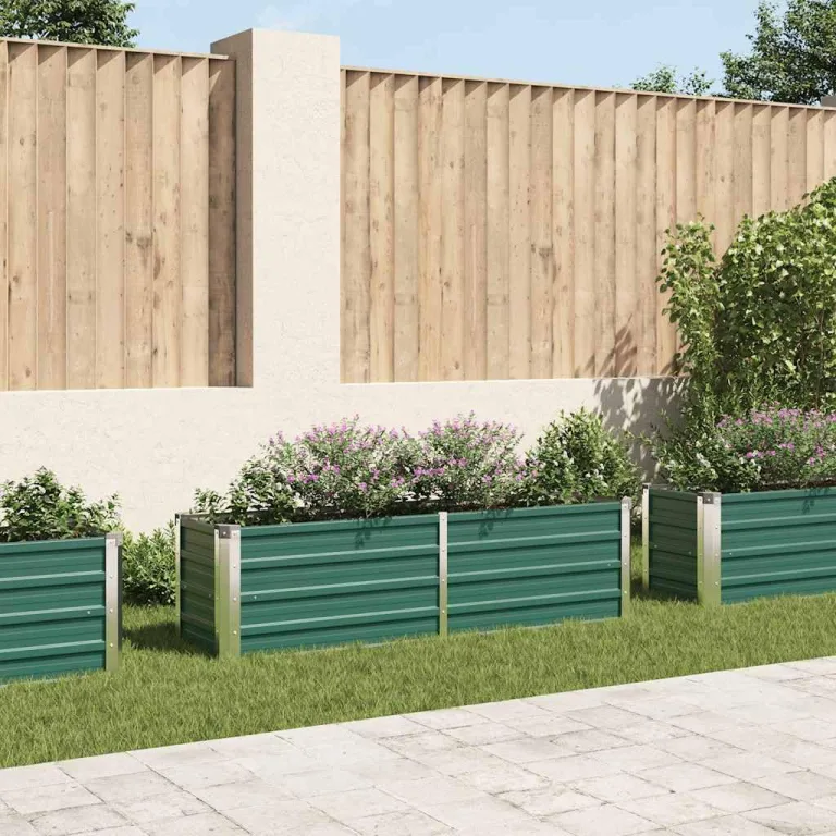 vidaXL Hochbeet Verzinkter Stahl 160x40x45cm Grün Gartenbeet Frühbeet Garten – Bild 2
