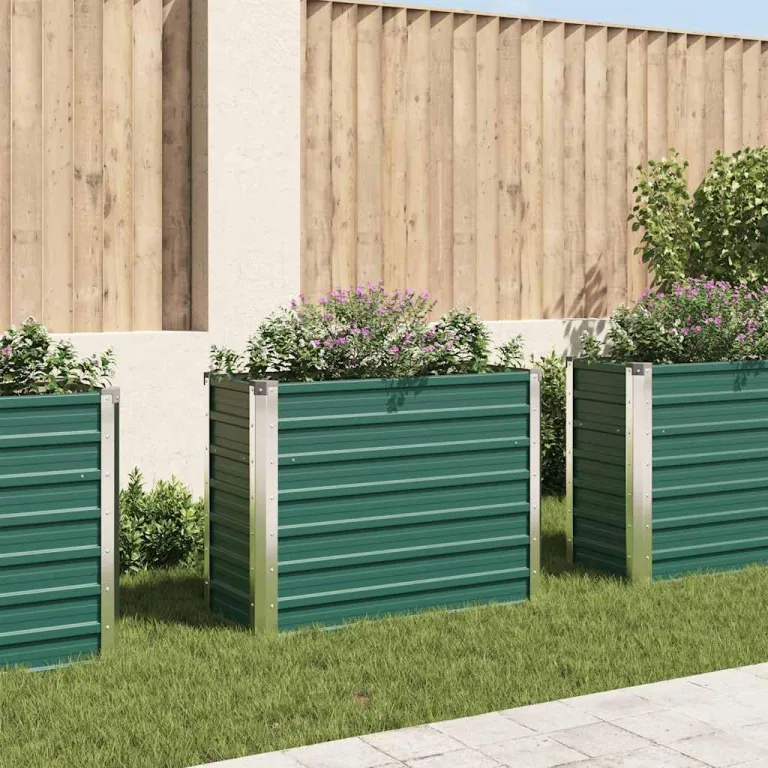 vidaXL Hochbeet Verzinkter Stahl 100x40x77cm Grün Gartenbeet Frühbeet Garten – Bild 2