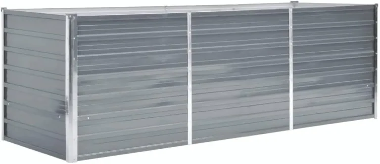 vidaXL Hochbeet Verzinkter Stahl 240x80x77 cm Grau Gartenbeet Pflanzbeet – Bild 1