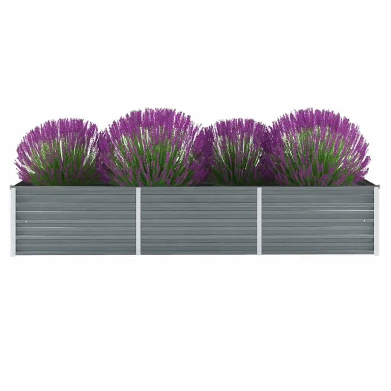 vidaXL Hochbeet Verzinkter Stahl 240x80x45 cm Grau Gartenbeet Pflanzbeet – Bild 2
