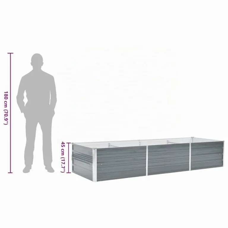 vidaXL Hochbeet Verzinkter Stahl 240x80x45 cm Grau Gartenbeet Pflanzbeet – Bild 4