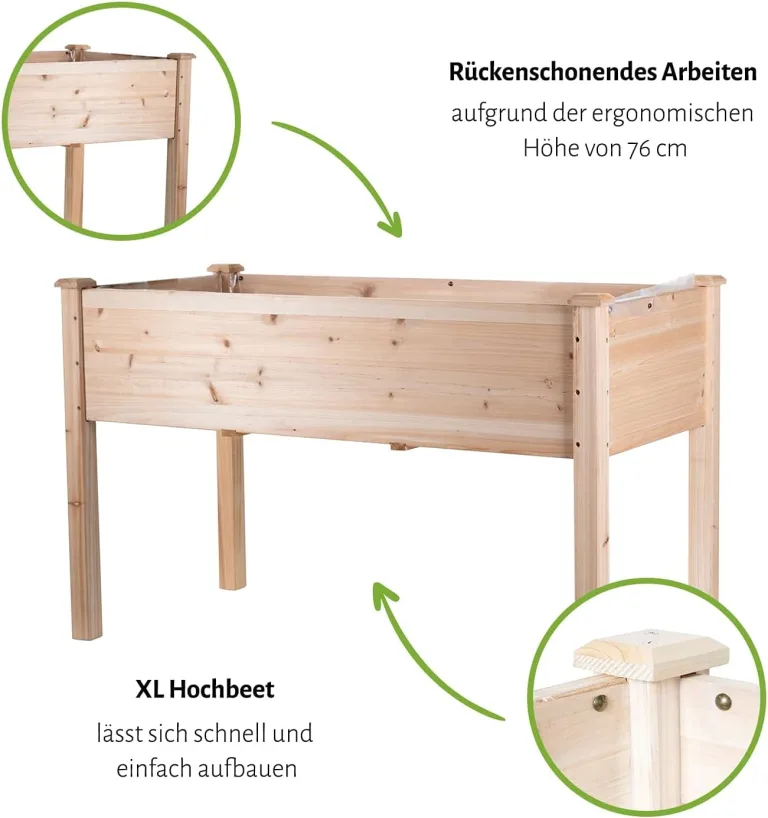 empasa Hochbeet 'Raise 1 XL' aus Holz Gemüsebeet inkl. wasserdichter Folie, Pflanzenkasten für Gemüse und Kräuter im Garten, auf Terrasse oder Balkon, Füllvolumen ca. 140 Liter – Bild 5
