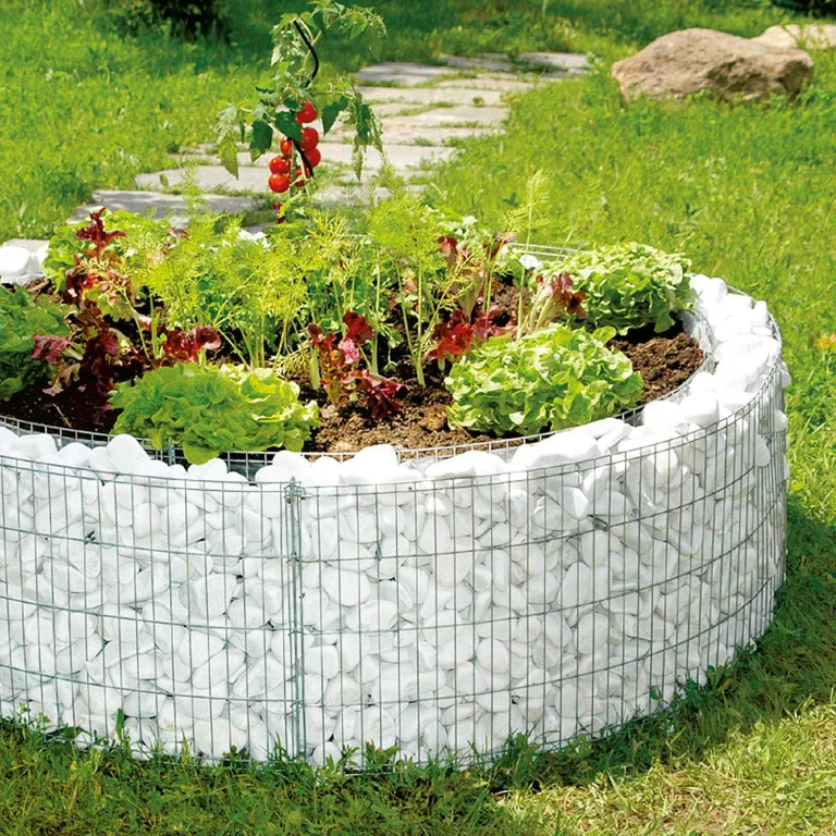 bellissa - Gabionen-Hochbeet rund Durchmesser 146cm außen 126cm innen, Höhe 80 cm - Feinmaschige Gabionenkörbe befüllbar - Witterungsbeständiges Gabionen-Hochbeet - DIY-Bausatz inkl. Trennfolie (L) – Bild 4