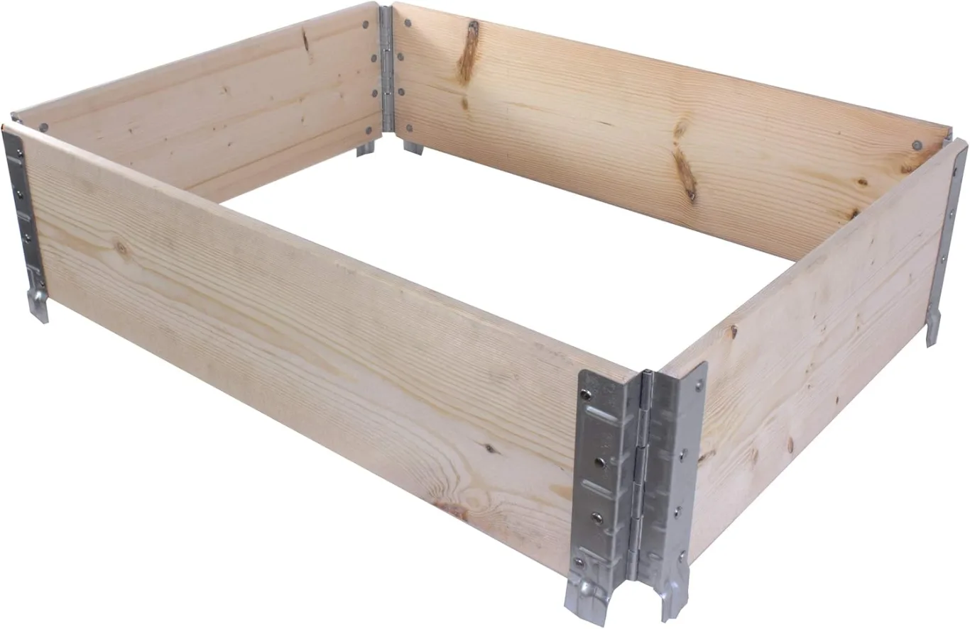 BigDean Palettenrahmen für Hochbeet 80 x 60 x 20 cm = halbe Europalette - Holzrahmen faltbar, steckbar & stapelbar - ideal für Pflanzen, Blumen, Obst, Gemüse & Kräuter - Bild 1