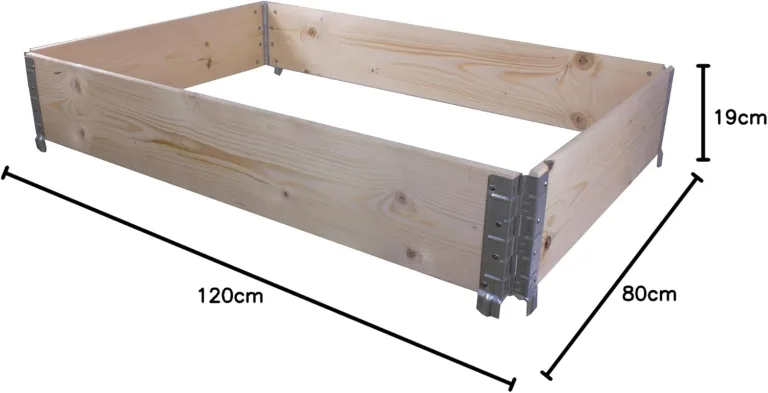 BigDean Hochbeet Paletten Rahmen faltbar 120 x 80 x 19,5 cm LxBxH Gartenbeet Frühbeet Kräutergarten Blumenbeet Pflanzengarten Komposter Natur Naturbelassen Kammergetrocknet Aufsatzrahmen Stecksystem – Bild 6