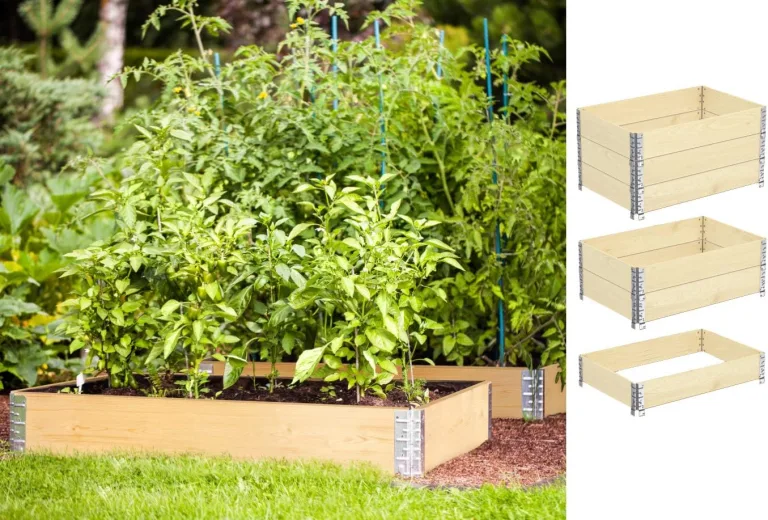BigDean 2X Hochbeet Palettenrahmen 120x80x20cm groß - Holzrahmen faltbar, steckbar & stapelbar - ideal für Pflanzen, Blumen, Obst, Gemüse & Kräuter – Bild 2