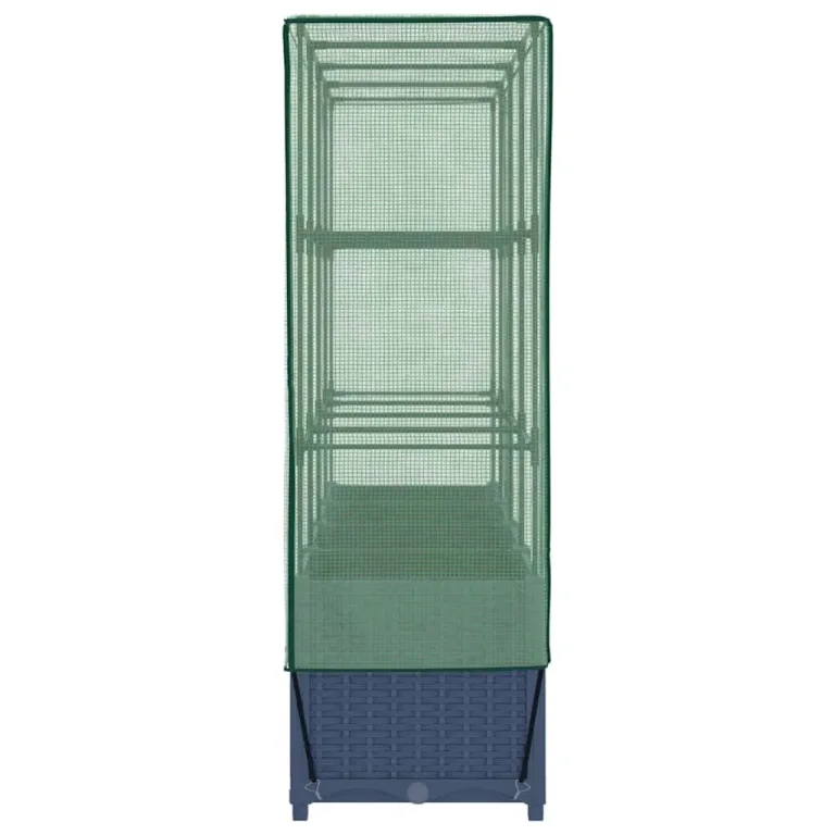 Hochbeet mit Gewächshaus und Abdeckung 160x40x138 cm Rattanoptik für Garten Balkon, Stabiles PP Beet mit PE Netz für Gemüse Kräuter Blumen, Wetterfester Schutz – Bild 5