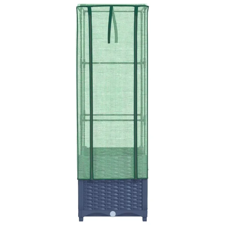 Hochbeet mit Gewächshaus Aufsatz 40x40x139 cm Rattan Optik für Tomaten Gemüse Kräuter, Frühbeet mit Stabilem Eisenrahmen und Wasserdichter Abdeckung für Garten Balkon Terrasse – Bild 4